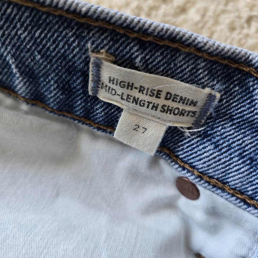 Madewell High Rise Denim Mid Length Shorts Womens 27 Blue - Picture 3 of 10